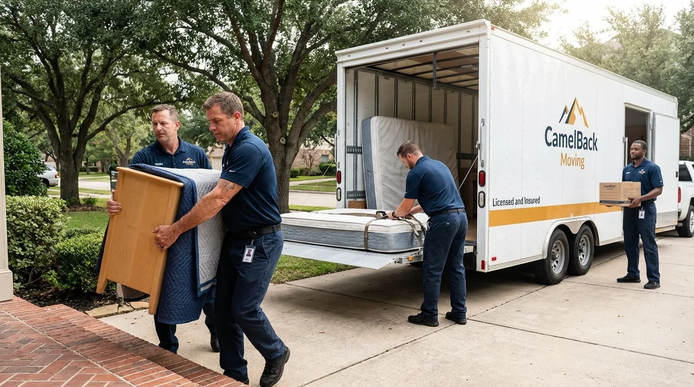 Crew loading residential truck for cross-state move from Berlin, WI