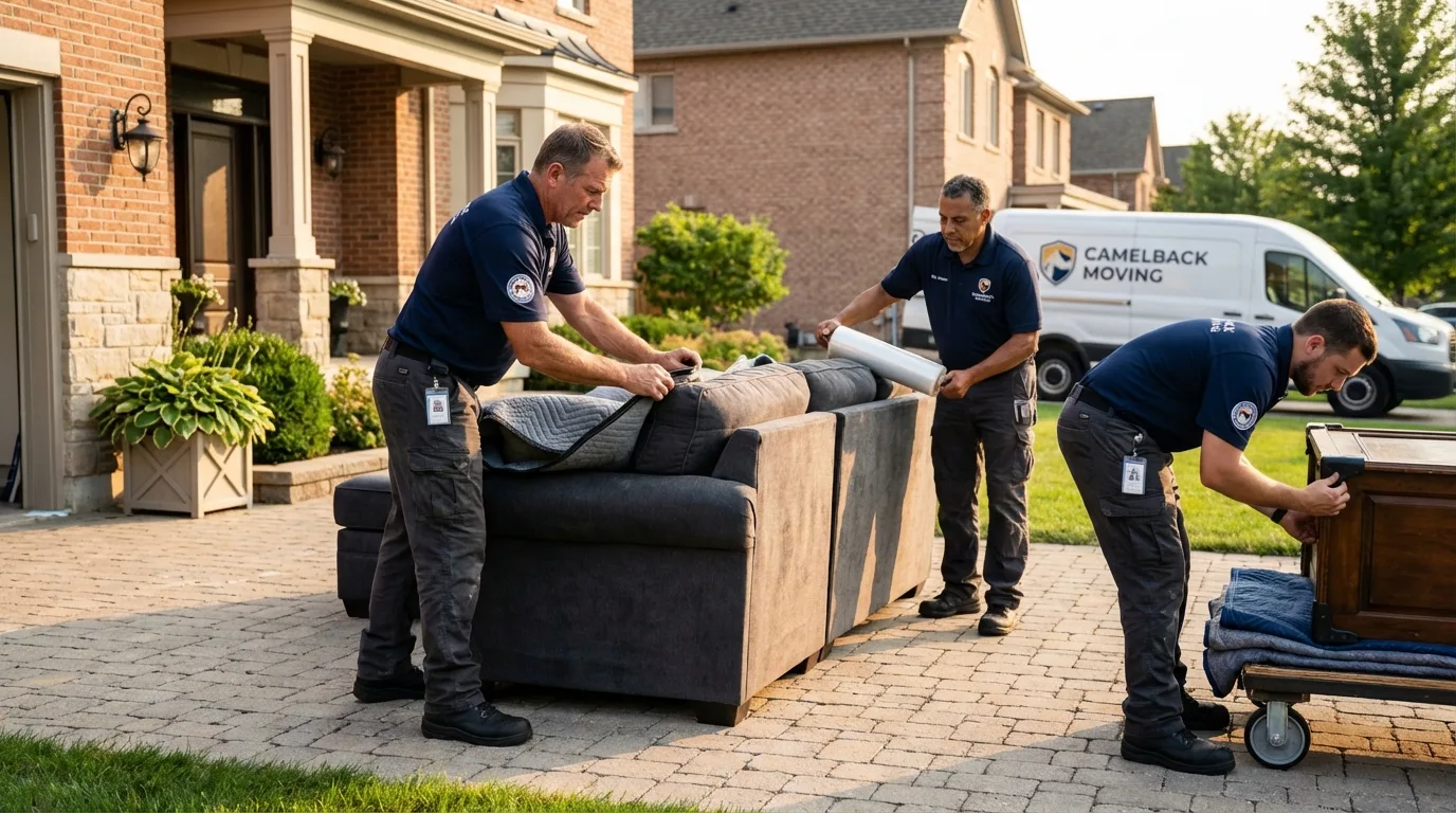 Large estate moving crew wrapping furniture in Berlin, WI