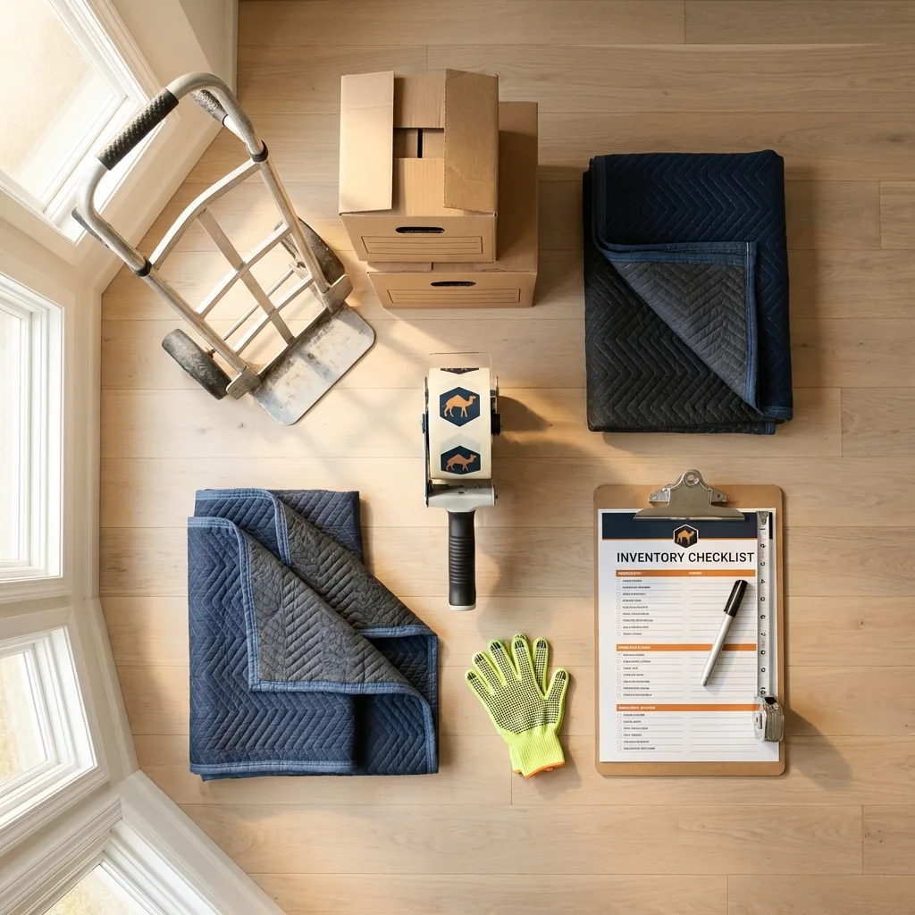 Professional moving supplies and packing materials layout for Berlin residential relocations